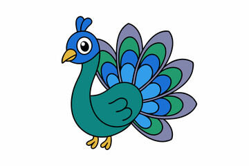 Elegant vector illustration of a vibrant peacock with intricate feather details, perfect for decorative designs, t-shirts, and digital art.