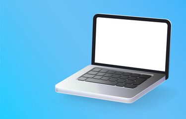 Fototapeta premium Laptop icon, white screen, computer frame work. Vector illustration