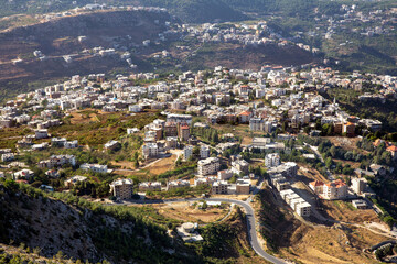 Aerial view of the city of Ain el Arbaain in central Lebanon