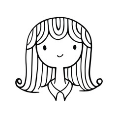 Cute Girl Line Art Avatar, hand drawn logos of women character. Social media avatars collection, simple icons. Doodle style, Isolated in white background. Vector Illustration