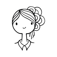 Cute Girl Line Art Avatar, hand drawn logos of women character. Social media avatars collection, simple icons. Doodle style, Isolated in white background. Vector Illustration