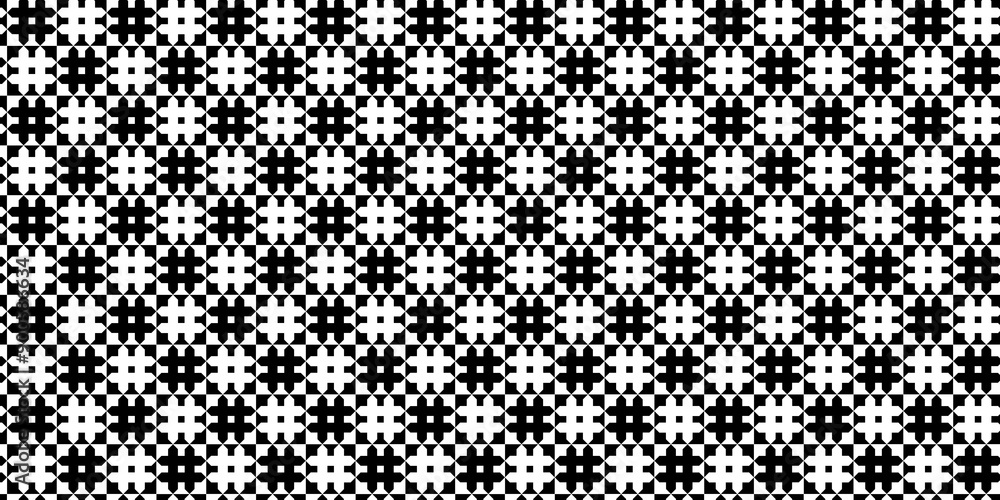 Poster abstract modern minimal black and white monochrome geometry double hash sign checker pattern with tr
