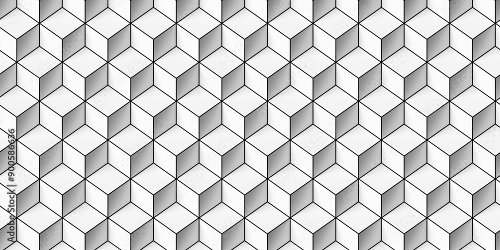 Poster white isometric cube or boxes background with black edges