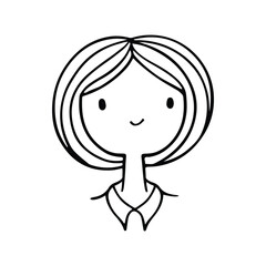 Cute Girl Line Art Avatar, hand drawn logos of women character. Social media avatars collection, simple icons. Doodle style, Isolated in white background. Vector Illustration