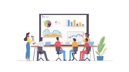 Professional Flat Illustration of a Diverse Group Working Together