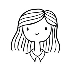 Cute Girl Line Art Avatar, hand drawn logos of women character. Social media avatars collection, simple icons. Doodle style, Isolated in white background. Vector Illustration
