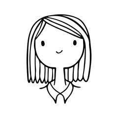 Cute Girl Line Art Avatar, hand drawn logos of women character. Social media avatars collection, simple icons. Doodle style, Isolated in white background. Vector Illustration