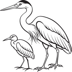 great blue heron common bird silhouette vector art illustration with a natural background