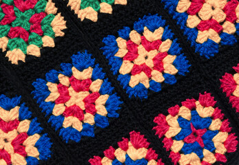 Grandmother's Square. Hand knitted zigzag jewelry.