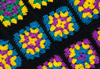 Grandmother's Square. Hand knitted zigzag jewelry.