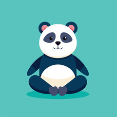 flat illustration panda Meditation Yoga happy face