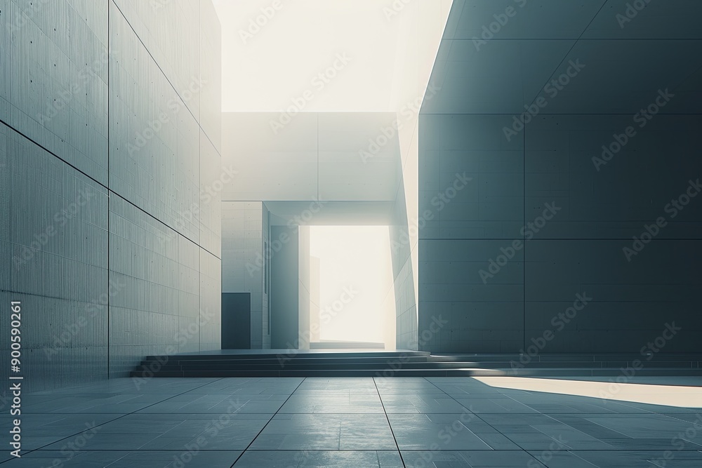 Aufkleber minimalist urban landscape featuring modern architecture and serene atmosphere with soft lighting an