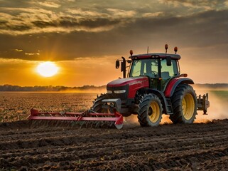 Fototapeta premium tractor in the field