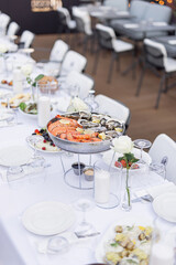 Festive Table with Seafood and Lemon
Banquet Platter with Oysters and Prawns
