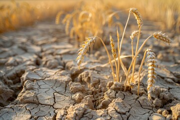 Cracked soil, drought in the field, climate change and global warming