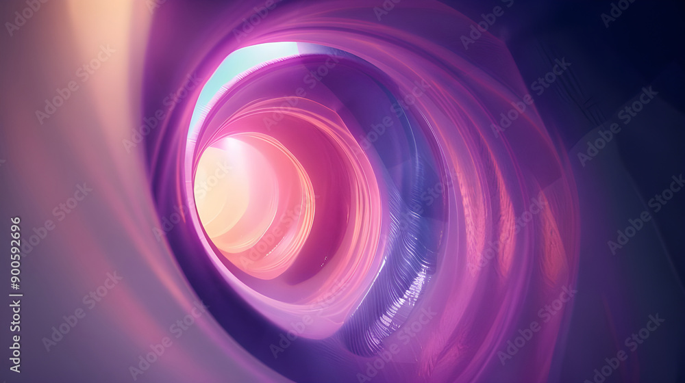 Aufkleber A mesmerizing abstract light tunnel with a captivating purple glow and smooth, flowing lines creating a sense of motion.