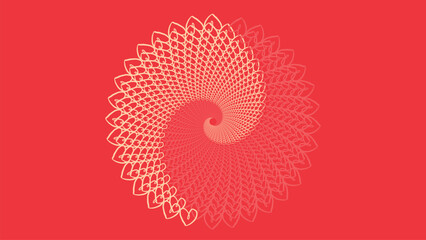 Abstract spiral dotted vortex style round spinning background.