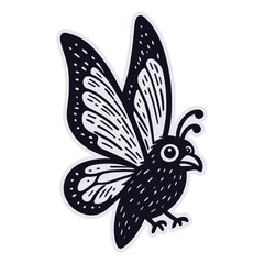 raven with butterfly wings simple fantasy sketch