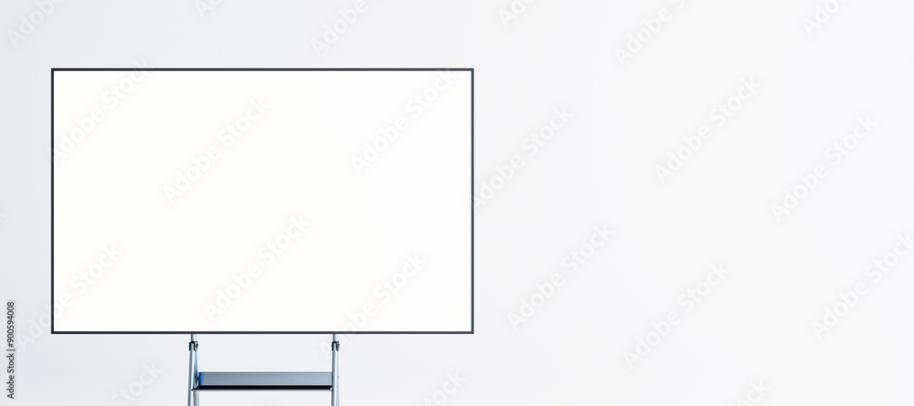Poster empty whiteboard on a stand in a modern room. 3d rendering