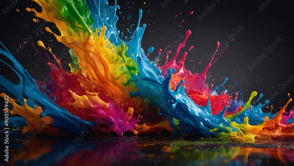 Poster trendy rainbow splash abstract modern vector with colorful, blurred mesh for web use - high contrast