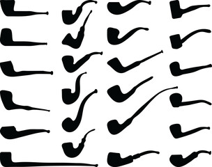 Black silhouettes of tobacco pipes 