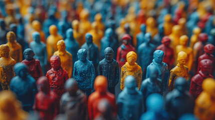 Fototapeta premium A group of people are standing in a line, some are wearing glasses and some are wearing scarves