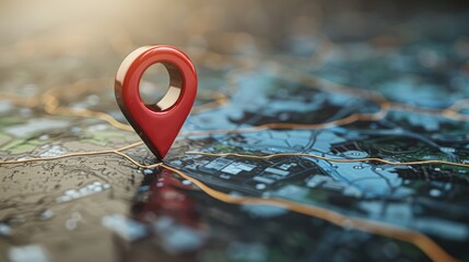 3D Map travel location. Locator mark of map and location pin or navigation icon sign on background with search. 3D rendering.