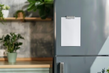 hanging on the refrigerator white paper