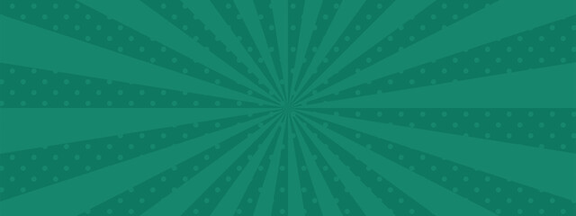 かわいいポップなドットの集中線・サンバースト　緑　Illustration with retro comic effect. Cute green burst background.