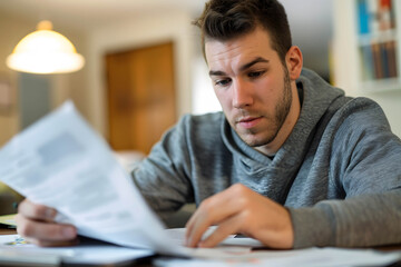 Fototapeta premium Student loan problem concept, student stressed and worried about their expenses and student loan debts