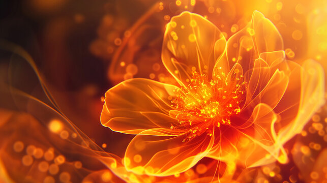 Vibrant Indin Marigold Orange Flower Abstract Background with Cinematic, Highly Detailed Proportional Design