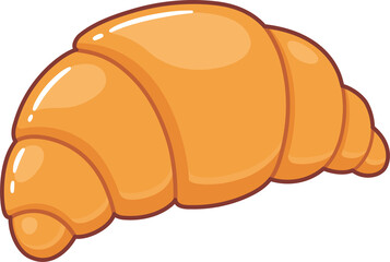 French croissant cartoon drawing, traditional puff pastry illustration.