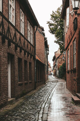 street in the old town of Lunenburg in northern Germany