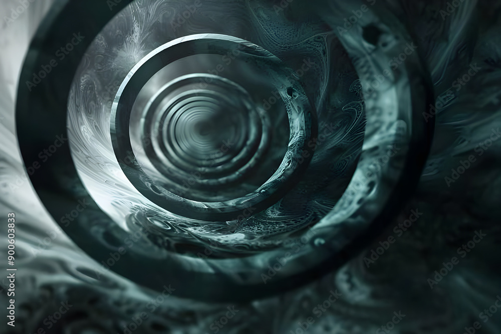 Aufkleber An abstract dark spiral tunnel with intricate patterns, creating a mysterious and captivating visual effect.