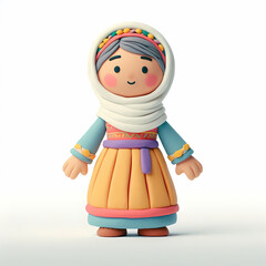 Greek girl in traditional dress isolated on white