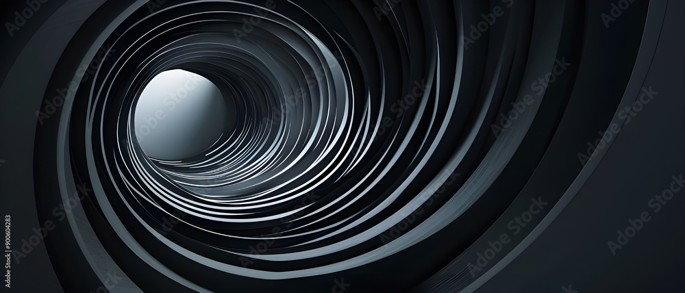 Poster a sleek, monochromatic abstract tunnel illuminated by soft light, featuring smooth, curved lines for