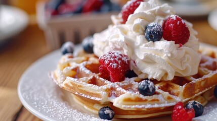 Snack cake with cream and strawberries