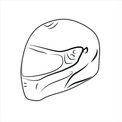 Black line Motorcycle helmet icon isolated on white background. Vector illustration