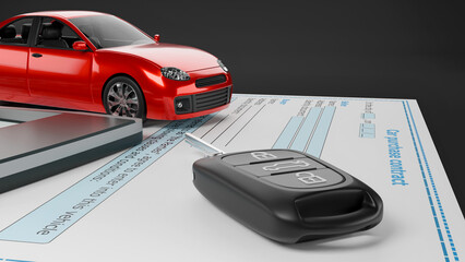 purchase of new car, payment of car tax, purchase of car, financing, document for the sale of vehicle, sale of vehicle, payment of new vehicle, vehicle tax, sale of car, 3d illustration