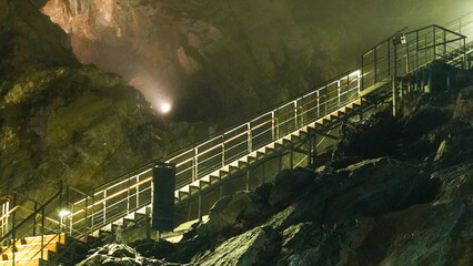 the stairs that rise and fall in the cave