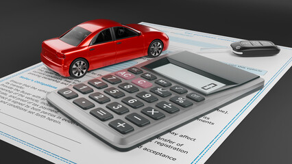 car tax payment, car purchase, vehicle tax, car purchase and sale, 3d illustration