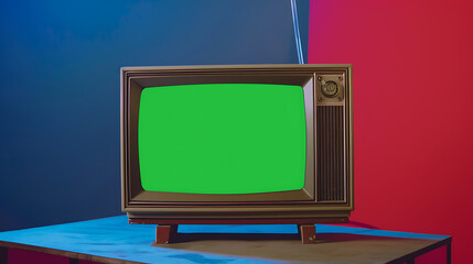 retro old tv with green screen