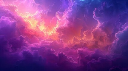 Fototapeta premium The surreal landscape, purple Cumulus clouds, abstract background, vibrant hues, dreamy sky, soft glow, ethereal feel