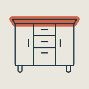 recommend clip art: Bedside dresser vector icon. Chest of drawer sign