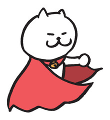 ヒーローみたいな目が細いかわいい白猫のキャラ素材