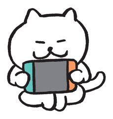 目が細いかわいい白猫のキャラ素材