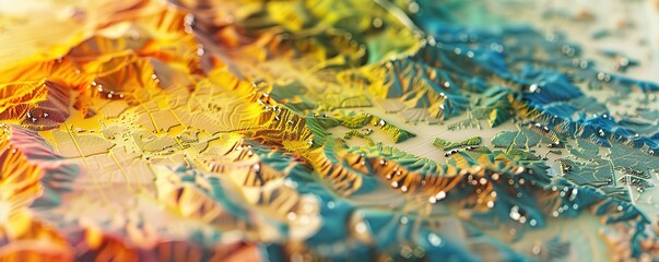 a three-dimensional map made of several colors