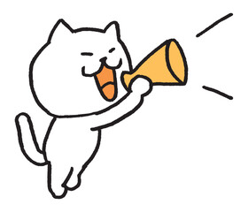 目が細いかわいい白猫のキャラ素材