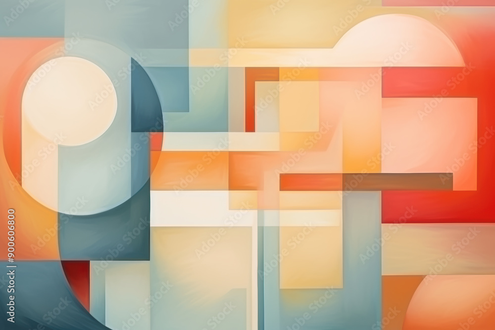 Poster soft abstract background with subtle gradients and geometric forms, abstract cubist or cubism style 