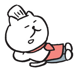 目が細いかわいい白猫のキャラ素材